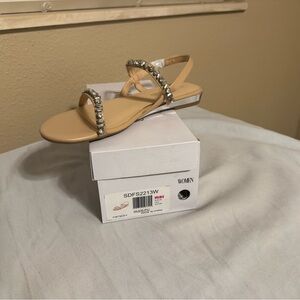 Elegant Tan Sandals with Rhinestone Accents
